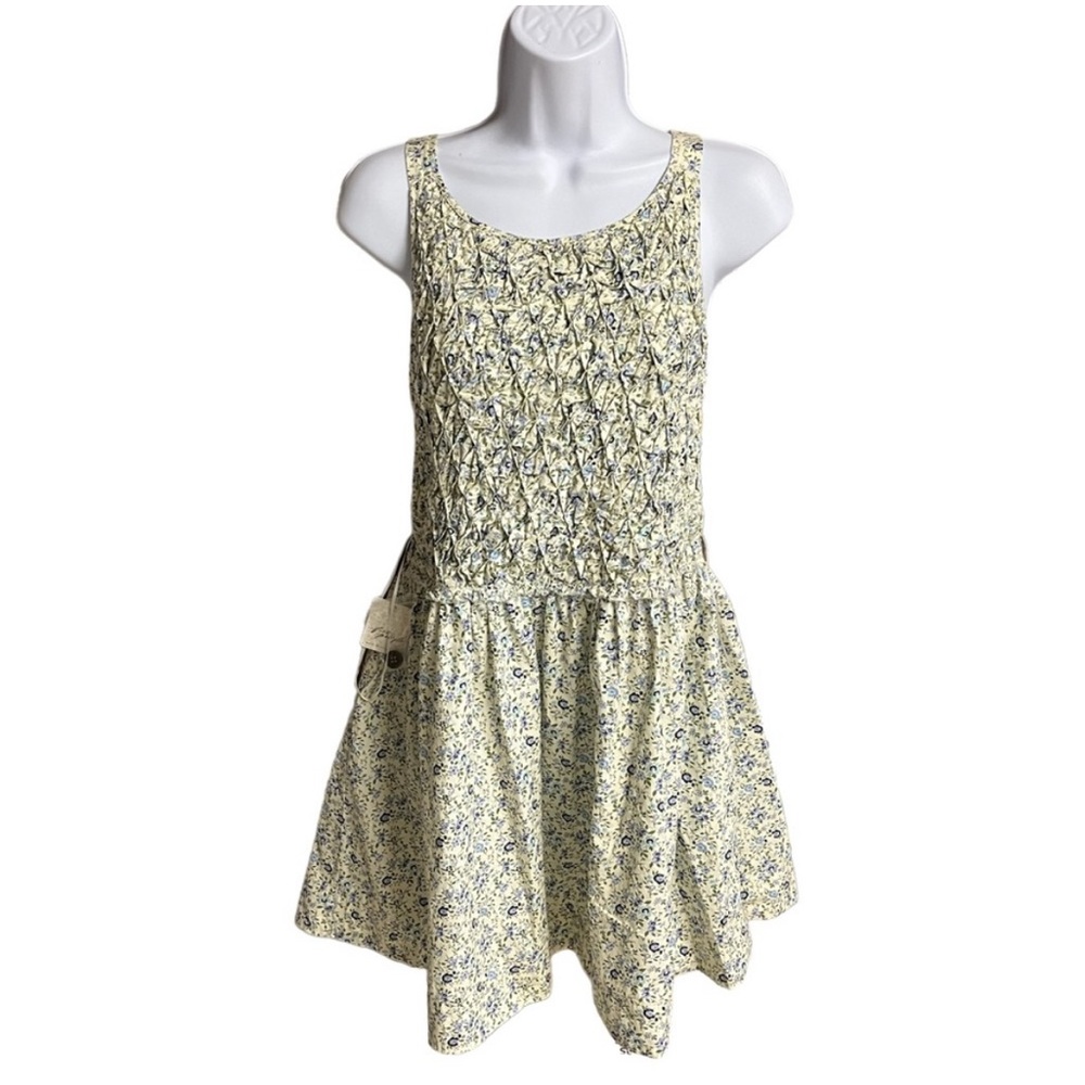 Free People Casual Mini Dress in Cream with Floral Pattern